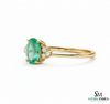Natural Oval Emerald Engagement Ring with Diamond Accents – 14K Gold
