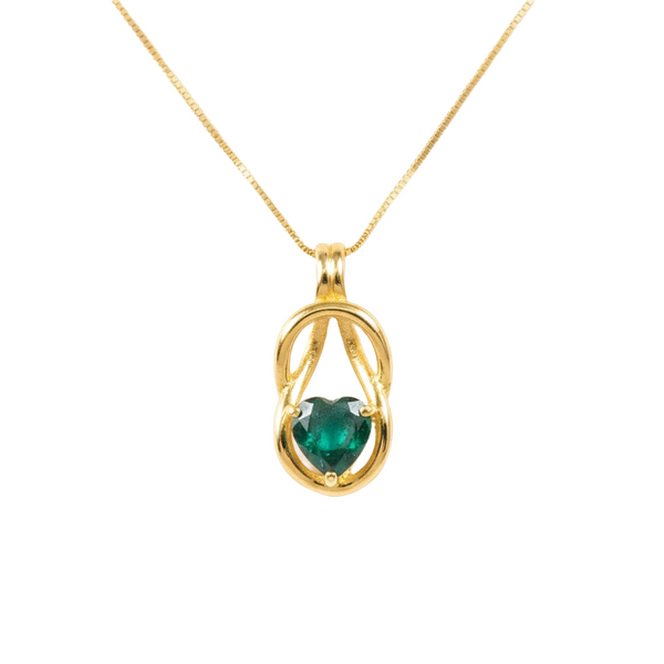 1.60 carat Timeless Heart Shape Natural Emerald interlaced teardrop design Pendant Necklace in Gold – Gift of Love