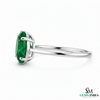 Oval Cut Green Emerald Solitaire Ring – Minimalist Engagement Ring