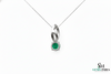 Round Faceted Emerald Solitaire Pendant with Diamond Loop - Green Gemstone Jewelry