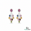 Oval shape Multicolor Gemstone Chandelier Earrings – Luxury Statement Drop Design