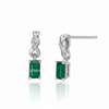 Emerald cut Natural Emerald and Diamond Twist Drop Earrings in 14K Gold Wedding Gift for her