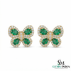 Elegant Pear Emerald & Diamond Butterfly Earrings – Fine Gold Jewelry