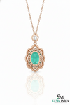 Natural Oval Emerald Diamond Halo Pendant - Fine Emerald Jewelry for Women