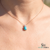 Oval Turquoise Gemstone Pendant With Diamond Accent – Gift For Her