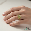 Natural Green Peridot & Diamond Ring – Emerald Cut in 14k and 18k Gold