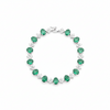 Oval cut Natural Zambian Emerald and Diamond Bracelet - 18K Solid Gold May Birthstone
