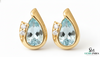 Pear Cut Aquamarine Diamond Stud Earrings in 14k and 18k Gold – March Birthstone