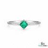 Princess Cut Natural Emerald Solitaire Ring – Minimalist Emerald Promise Ring