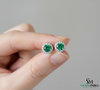 Natural Emerald and Diamond Halo Stud Earrings – Fine Gold Jewelry
