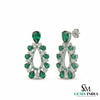 Pear Shape Emerald &; Diamond Drop Earrings in 18k Gold – Statement Jewelry