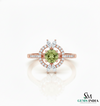Round Cut Natural Peridot Diamond Ring - Elegant Fine Jewelry
