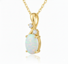 Oval Opal Diamond Halo Pendant - Elegant Gold Jewelry