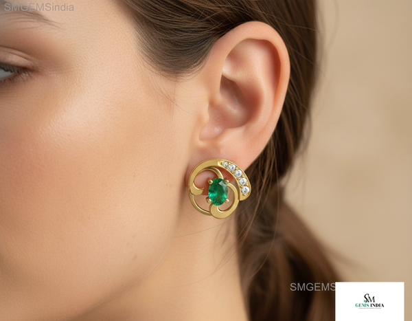 7,80 ct dunkelgrüne Statement-Ohrhänger mit großen sambischen Smaragden im Smaragd- und Ovalschliff, 18 Karat Gold, Smaragdohrringe, ovale Smaragdstecker