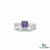 Elegant Princess Cut Amethyst Diamond Ring in 14k and 18k Gold Fine Gold Jewelry