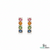 Emerald cut Rainbow Sapphire & Diamond Vertical Drop Stud Earrings
