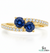 Round Cut Blue Sapphire & Diamond Two Stone Ring - Toi et moi Ring