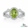 Oval Peridot Statement Ring with Diamond Detailing - Gift For Her