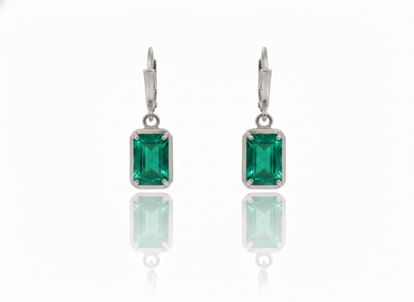 7,80 ct dunkelgrüne Statement-Ohrhänger mit großen sambischen Smaragden im Smaragd- und Ovalschliff, 18 Karat Gold, Smaragdohrringe, ovale Smaragdstifte (Kopie)