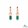 Emerald Cut Emerald Drop Hoop Earrings in Gold – Dainty Emerald Huggie Earrings