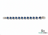Heart Shape Lab Grown Blue Sapphire & Diamond Halo Bracelet - Romantic gift for her