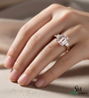 Emerald Cut Morganite Diamond Promise Ring in 18K Gold - Gift For Her