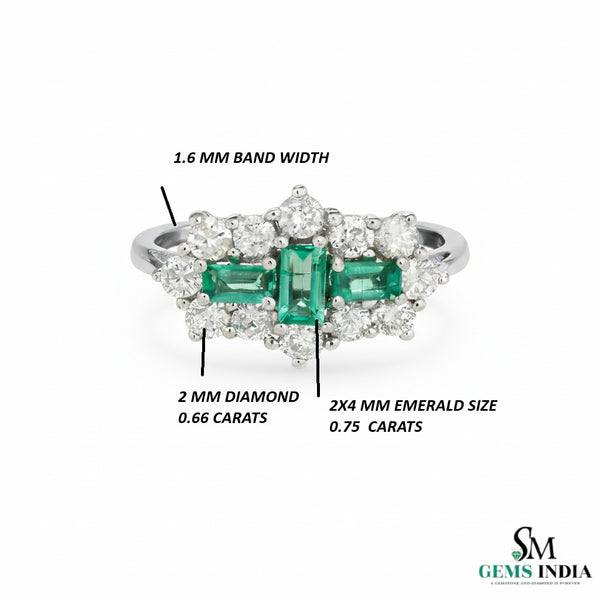 Three Stone Emerald and Diamond Cluster Ring – Fine Gold Jewelry