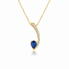 Pear Shaped Natural Blue Tanzanite & Diamond Curved Pendant