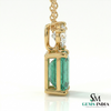 Emerald Cut Green Emerald Pendant with Round Diamond Accent
