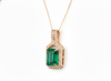 8.10 carat Stunning Natural Emerald Pendant Emerald Cut Green Gem with Diamond Halo Glow