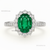 Oval cut Halo Ring Natural Green Emerald and Diamond Band in 14k Gold 4.50 carat Engagement ring