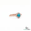 Round Turquoise Ring With Diamond Halo –Elegant Fine Jewelry