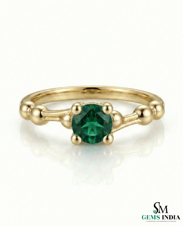2 Karat Herzform-Smaragd- und Diamantring aus 14 Karat Gold, Smaragd-Verlobungsring
