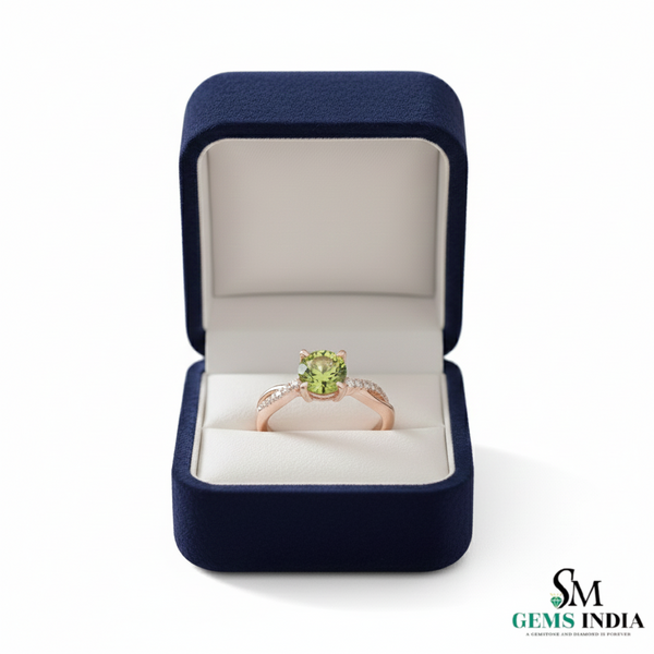 August Birthstone Natural Peridot Infinty Diamond Ring i