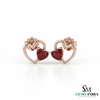 Heart Shaped Natural Ruby Stud Earrings - Valentine Gift for Her