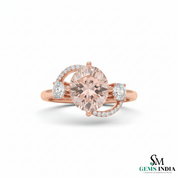 Doppelter Smaragd-Ring in offenem Design aus 14 Karat Gold – Band mit quadratisch und rund geschliffenen grünen Edelsteinen