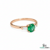 Round Cut Green Emerald Ring with Side Baguette Diamonds – Minimalist Fine Jewelry