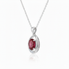 Oval Ruby & Diamond Halo Pendant Special Surprise gift for her