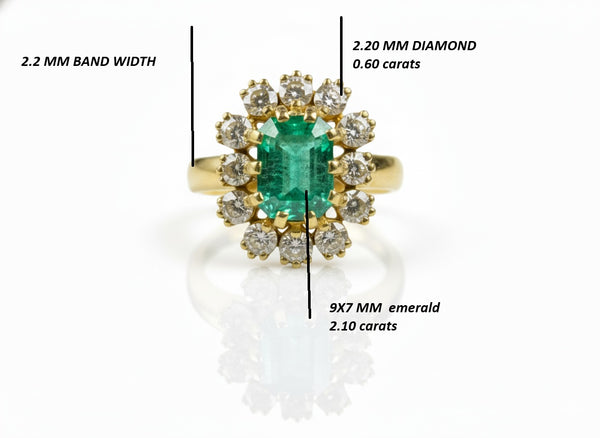2.10 Carats Emerald Cut Natural Emerald and Diamond Engagement Ring For Women Anniversary Gift