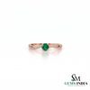 Vintage Inspired Round Emerald Diamond Ring - Promise Ring For Her
