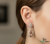 Elegant Pear Morganite Diamond Cluster Drop Earrings - Wedding guest jewelry