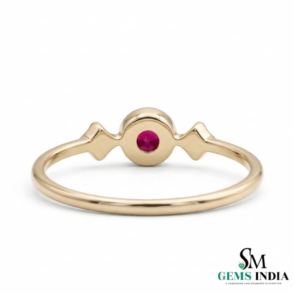 Round Ruby & Diamond Ring - Delicate Ruby Birthstone Ring for Women