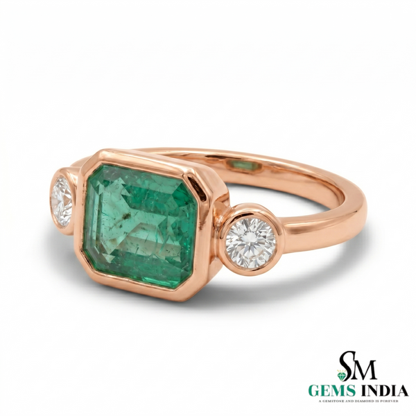 Minimalist Emerald Cut Emerald Gold Ring – Modern Bezel Setting (Copy)