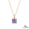 Princess Cut Tanzanite Square Pendant Minimal Square Pendant