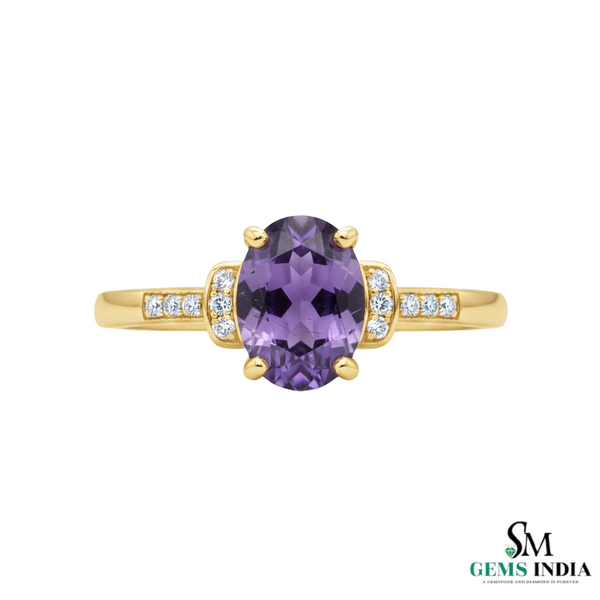 Doppelter Smaragd-Ring in offenem Design aus 14 Karat Gold – Band mit quadratisch und rund geschliffenen grünen Edelsteinen