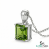 Princess Cut Peridot Solitaire Pendant Minimalist Square Gemstone Jewelry