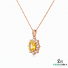 Elegant Oval Citrine & Diamond Halo Pendant - Minimalist Jewelry For her
