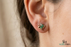 Marquise Emerald Heart Shaped Gold Stud Earrings