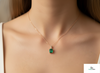 Classic 2.30 carat Emerald cut Natural Emerald Pendant Necklace in 14K Gold Gift for Her