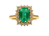 Elegant 3.50 carat Cushion Cut Natural Emerald And Diamond Statement Ring In 14K Gold